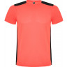 Спортивная футболка Roly Detroit детская, неоновый коралловый/черный, размер 4 (104-116)