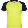 Спортивная футболка Roly Indianapolis детская, неоновый желтый/нэйви, размер 4 (104-116)