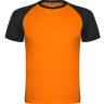 Спортивная футболка Roly Indianapolis детская, неоновый оранжевый/черный, размер 4 (104-116)