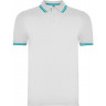 Рубашка поло Roly Montreal мужская, белый/бирюзовый, размер M (48)