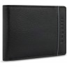 Портмоне BUGATTI Banda, с защитой данных RFID, чёрное, кожа/полиэстер, 12,5х2х9 см