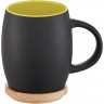 Керамическая чашка Avenue Hearth с деревянной крышкой-костером, черный/лайм