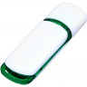 Флешка промо прямоугольной классической формы с цветными вставками, 32 Гб, белый/зеленый
