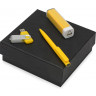 Подарочный набор On-the-go с флешкой, ручкой и зарядным устройством, желтый