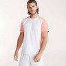 Спортивная футболка Roly Zolder детская, белый/меланжевый неоновый коралловый, размер 12 (152-164)
