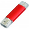 USB-флешка на 16 Гб.c дополнительным разъемом Micro USB, красный