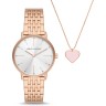 Подарочный набор Armani Exchange: часы наручные женские с подвеской, серебристый/розовое золото