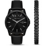 Подарочный набор Armani Exchange: часы наручные мужские с браслетом, черный