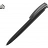 Ручка пластиковая шариковая трехгранная UMA Trinity K transparent Gum soft-touch с чипом передачи инфо, черный