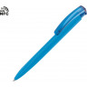 Ручка пластиковая шариковая трехгранная UMA Trinity K transparent Gum soft-touch с чипом передачи инфо, голубой