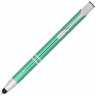 Шариковая кнопочная ручка-стилус Moneta из анодированного алюминия, зеленый