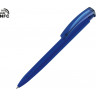 Ручка пластиковая шариковая трехгранная UMA Trinity K transparent Gum soft-touch с чипом передачи инфо, темно-синий