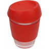 Стеклянный стакан Waterline Monday с силиконовой крышкой и манжетой 350 мл, красный