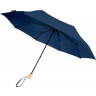 Складной ветроустойчивой зонт Avenue Birgit диаметром 21 дюйм из переработанного ПЭТ, темно-синий