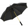 Зонт-трость FARE Colorline с цветными спицами и куполом из переработанного пластика, черный/желтый