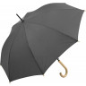 Зонт-трость FARE Okobrella с деревянной ручкой и куполом из переработанного пластика, серый