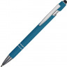 Ручка металлическая soft-touch шариковая со стилусом Sway, синий/серебристый