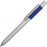 Ручка металлическая шариковая Bobble с силиконовой вставкой, серый/синий