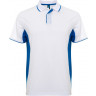 Рубашка поло Roly Montmelo мужская с длинным рукавом, белый/королевский синий, размер 2XL (56)