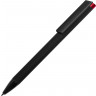 Ручка металлическая шариковая Taper Metal софт-тач с цветным зеркальным слоем, черный с красным