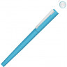 Ручка металлическая роллер UMA Brush R GUM soft-touch с зеркальной гравировкой, голубой