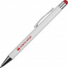 Ручка металлическая шариковая Flowery со стилусом и цветным зеркальным слоем, белый/красный