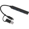 USB-хаб Evolt Link с коннектором 2-в-1 USB-C и USB-A, 2.0/3.0, черный
