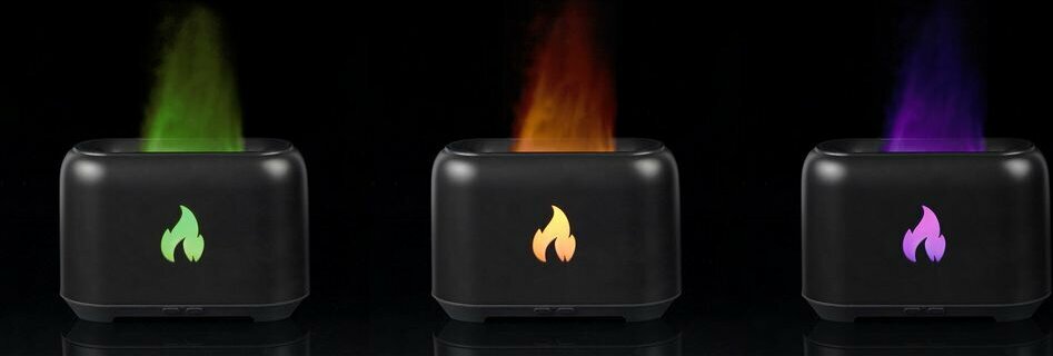 Увлажнитель-ароматизатор Molti Fire Flick с имитацией пламени, черный