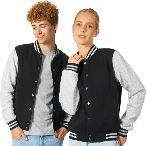 Бомбер US Basic Oxford, черный/серый меланж, унисекс, размер 2XL