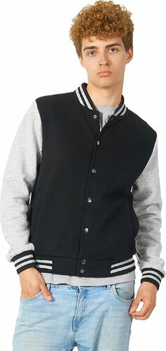 Бомбер US Basic Oxford, черный/серый меланж, унисекс, размер 2XL