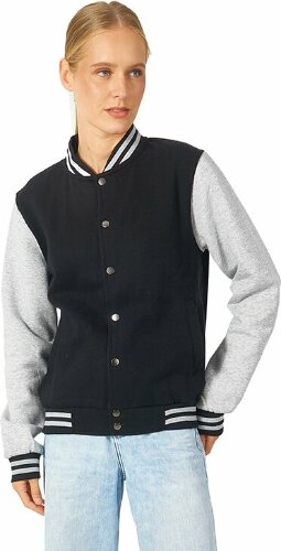 Бомбер US Basic Oxford, черный/серый меланж, унисекс, размер 2XL