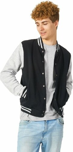 Бомбер US Basic Oxford, черный/серый меланж, унисекс, размер 2XL