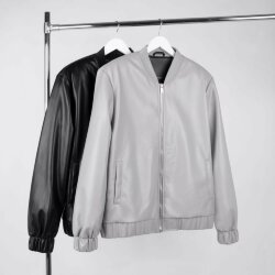Бомбер из искусственной кожи Univer, черный, M/L