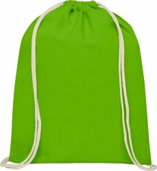 Рюкзак со шнурком Oregon из хлопка плотностью 140 г/м2, лайм
