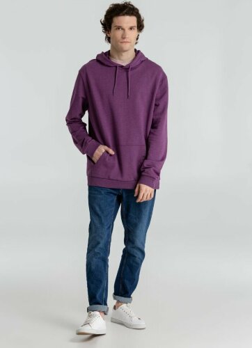 Толстовка с капюшоном унисекс Hoodie, фиолетовый меланж, размер M