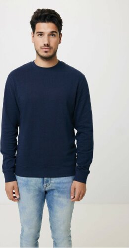 Свитшот Iqoniq Zion из переработанного хлопка, унисекс, 340 г/м2, темно-синий, размер XS