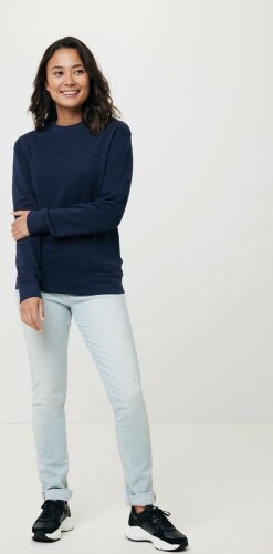 Свитшот Iqoniq Zion из переработанного хлопка, унисекс, 340 г/м2, темно-синий, размер XS