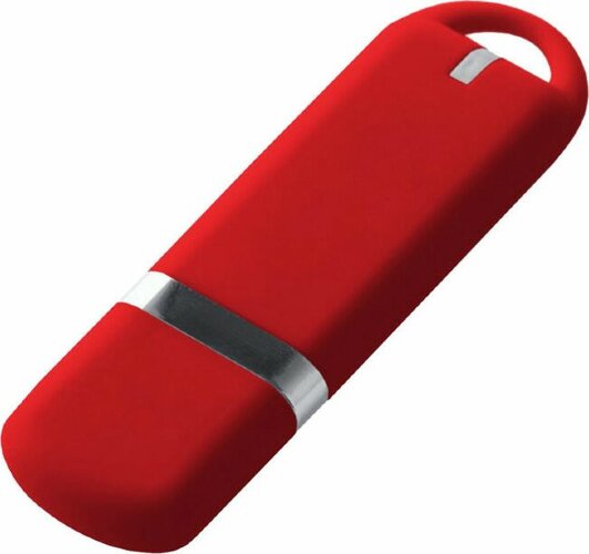 USB-флешка на 16 ГБ с покрытием soft-touch, красный