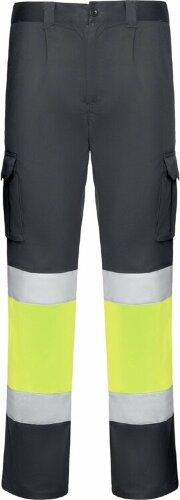 Брюки Roly Daily stretch HV, свинцовый/неоновый желтый, размер 60 (66)