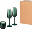 Подарочный набор свеча + 2 бокала для шампанского Emerald, зеленый