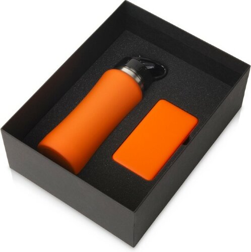 Подарочный набор с бутылкой для воды и повербанком С1, 5000 mAh, оранжевый