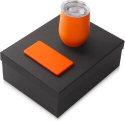Подарочный набор с термокружкой и повербанком С1, 5000 mAh, оранжевый
