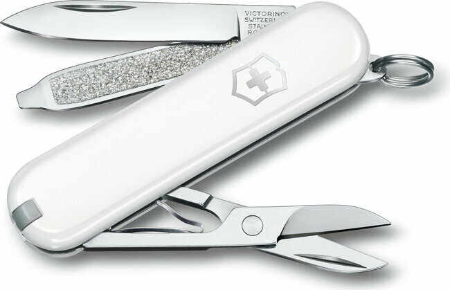 Нож-брелок Victorinox Classic SD Colors Falling Snow, 58 мм, 7 функций, белый