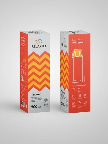 Термос Relaxika 102, 2 чашки, 500 мл, стальной