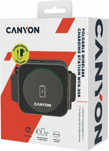 Беспроводное зарядное устройство 3 в 1 Canyon WS-305 (cns-wcs305), 15 Вт