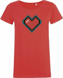 Футболка женская CoolColor Pixel Heart, красная, S