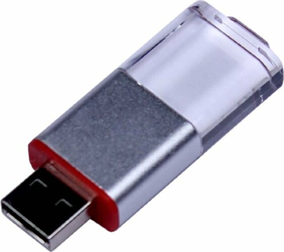 USB-флешка промо на 32 Гб прямоугольной формы, выдвижной механизм, красный