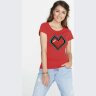 Футболка женская CoolColor Pixel Heart, красная, XL
