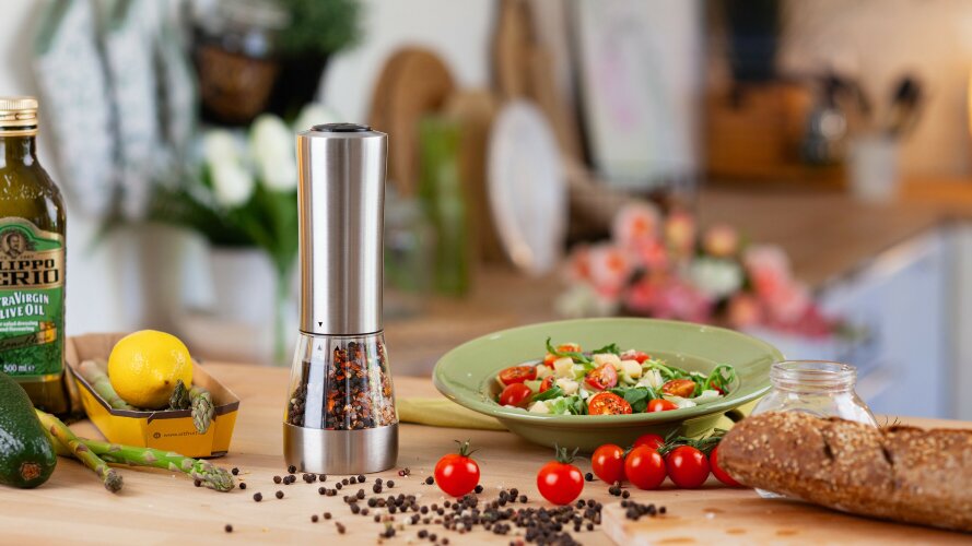 Электрическая мельница Salt&Pepper для специй двойная, стальной серый
