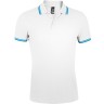 Рубашка поло мужская Sol's Pasadena Men 200 с контрастной отделкой, белая с голубым, размер XXL